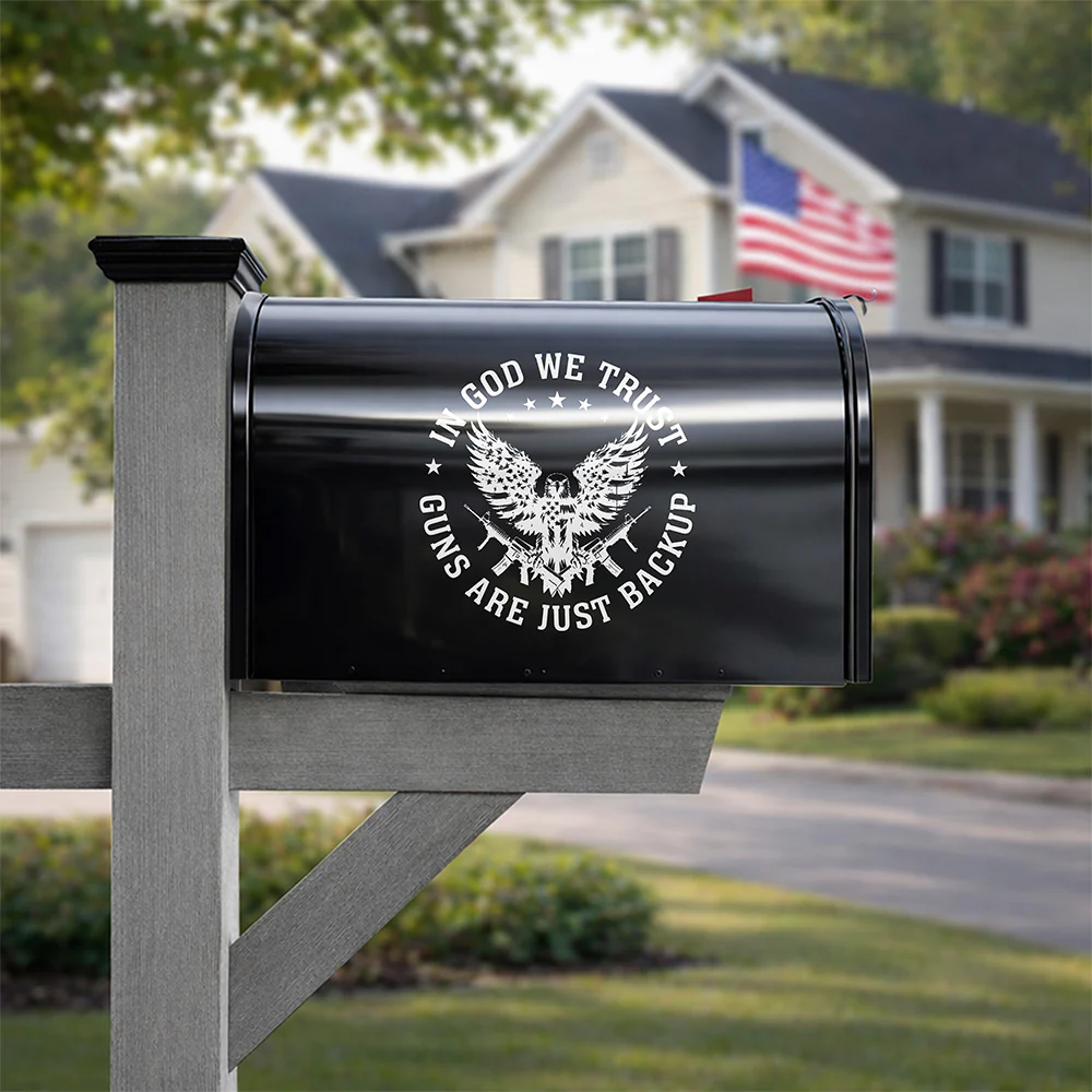 In God We Trust Eagle - Guns Are Just Backup Mailbox Decal HO82 901012 - Image 3