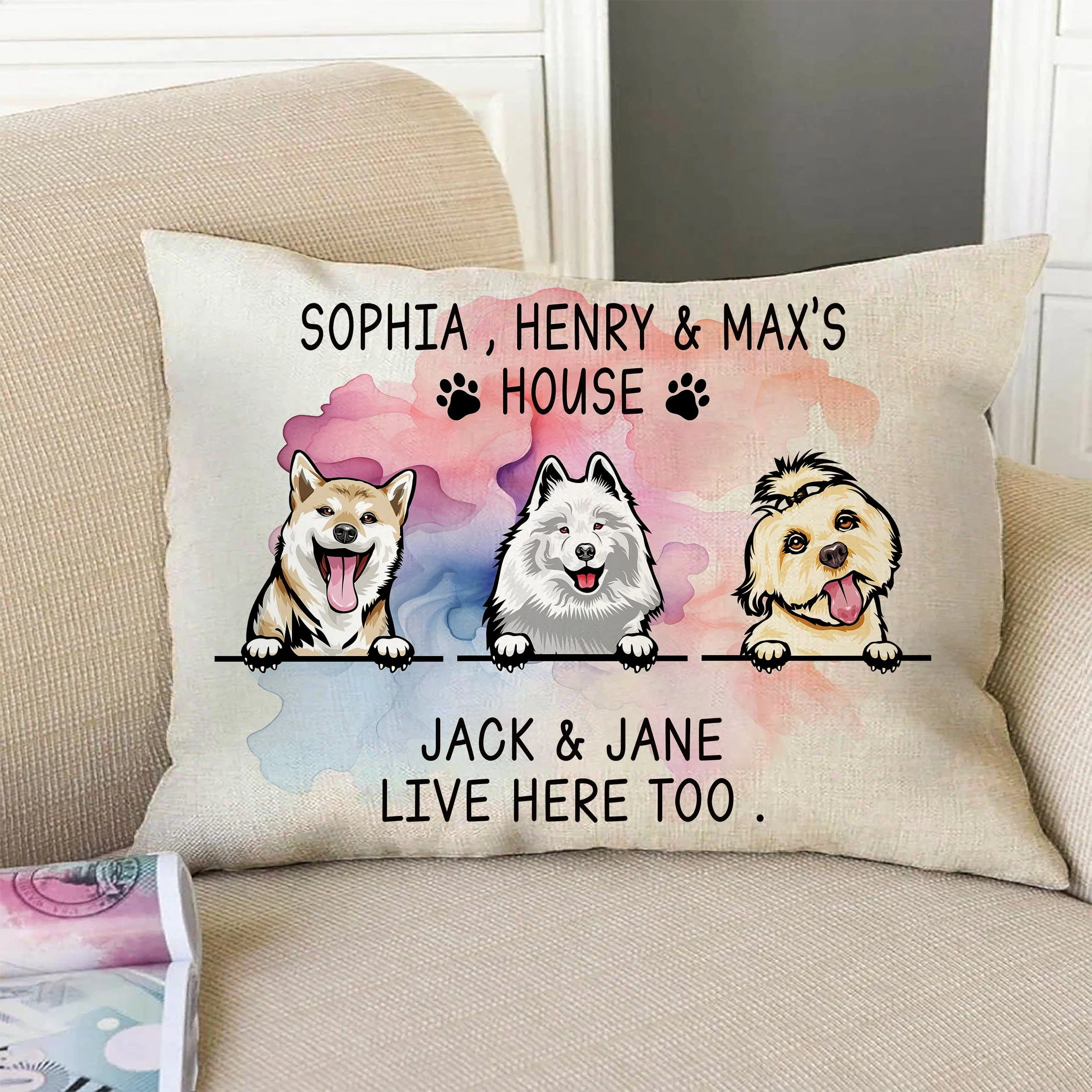 Live Here Too For Dog Lovers Medium Pillowcase Personalized Gift HO82 890500