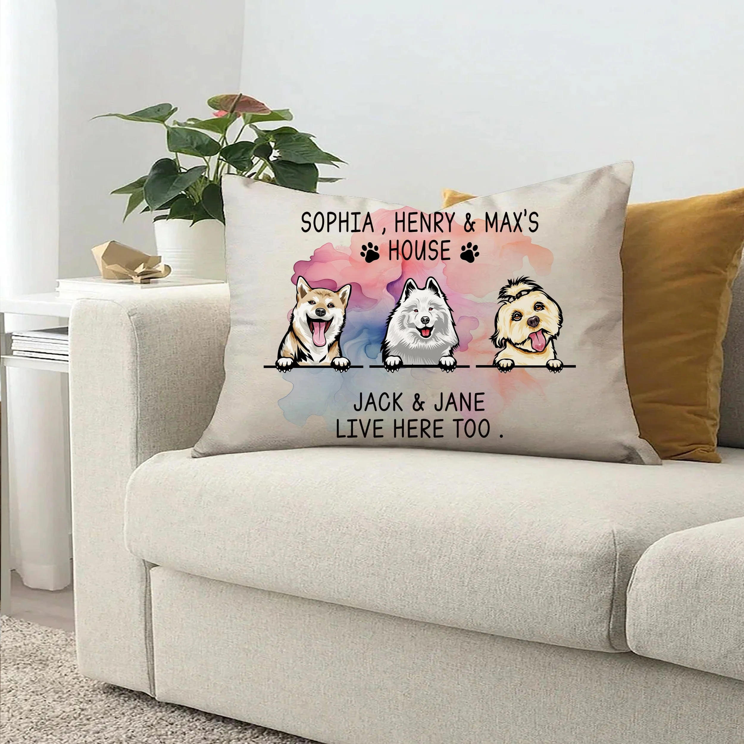 Live Here Too For Dog Lovers Medium Pillowcase Personalized Gift HO82 890500 - Image 2