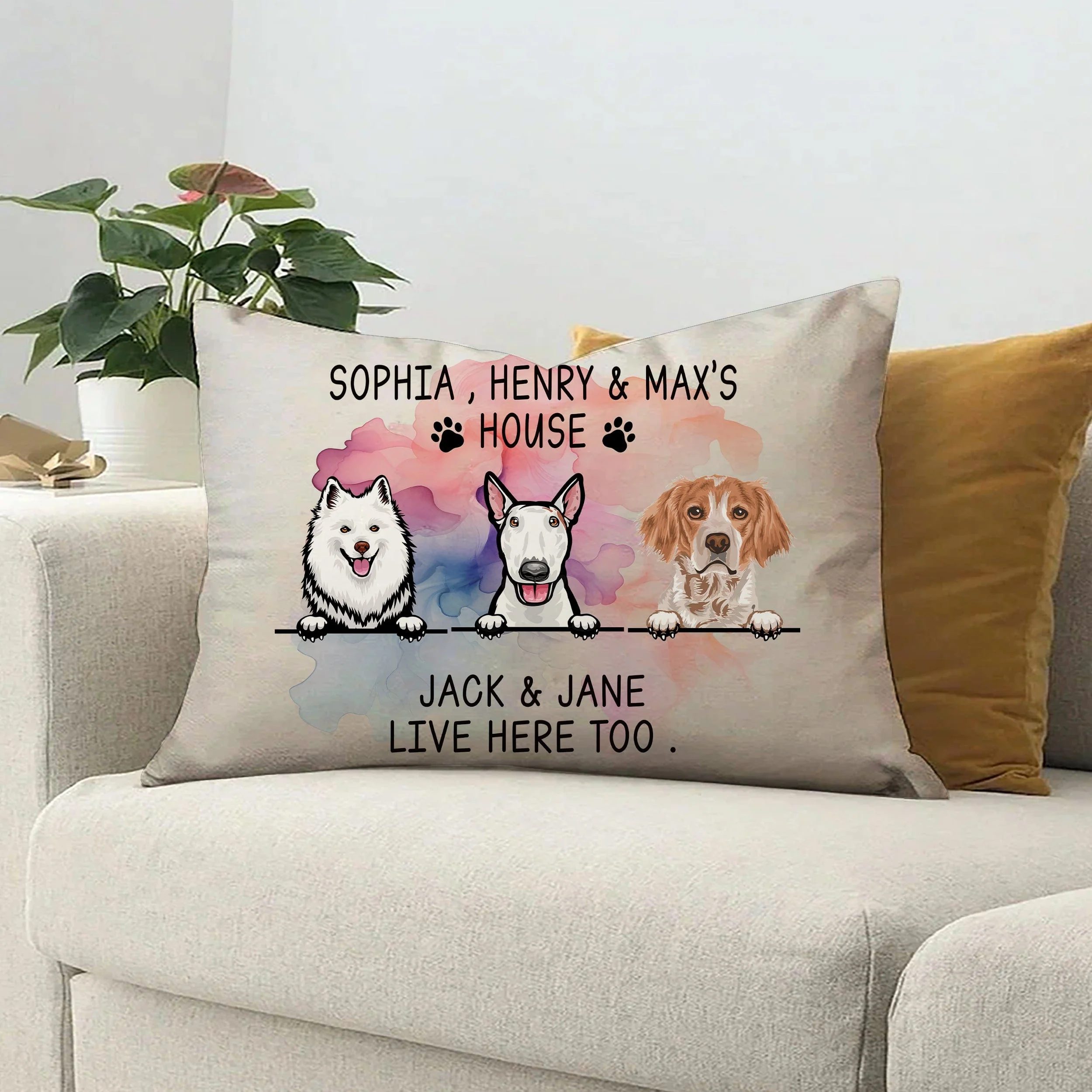 Live Here Too For Dog Lovers Medium Pillowcase Personalized Gift HO82 890500 - Image 3