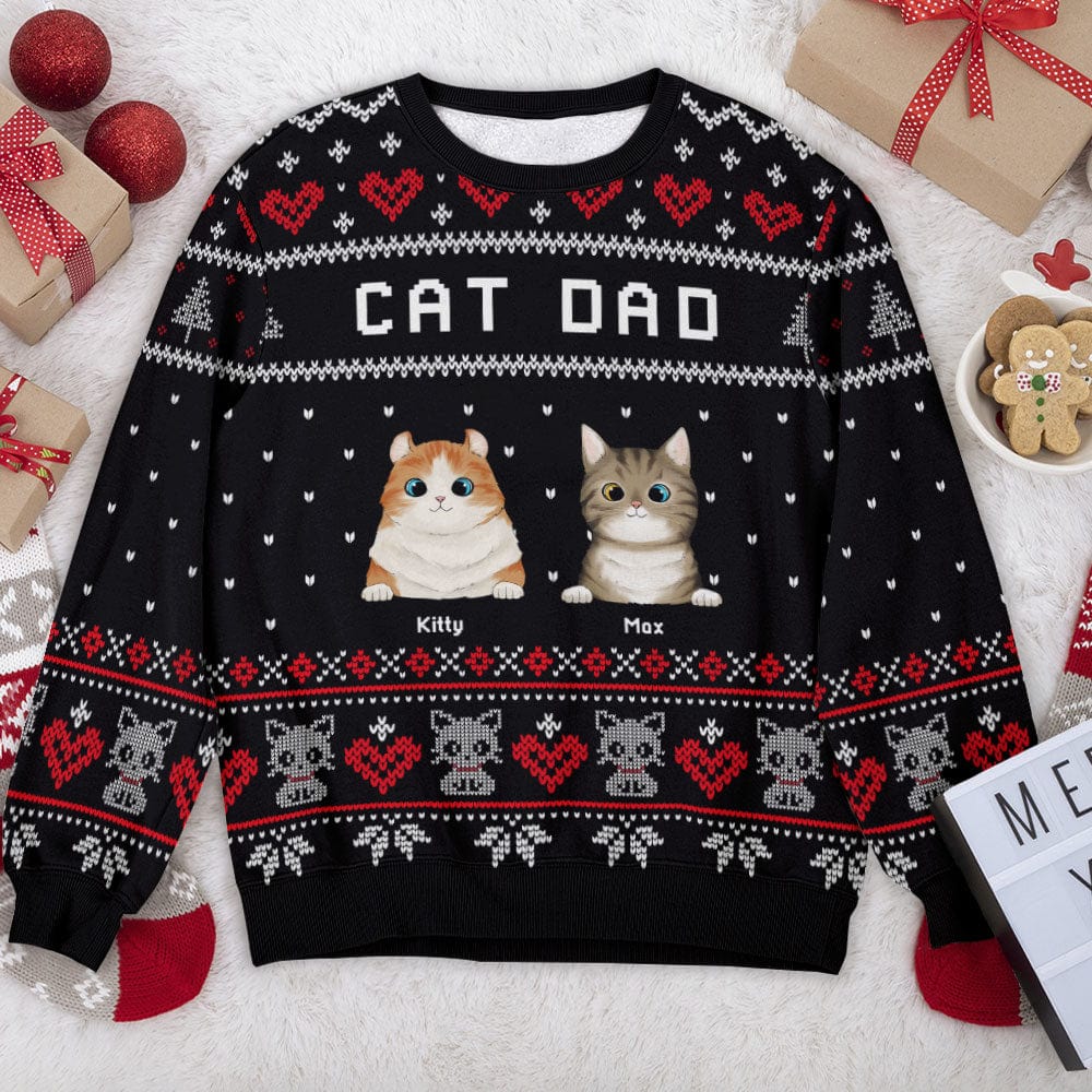 Meowy Christmas For Cat Lovers Unisex Ugly Sweater Personalized Gift N304 889740 - Image 3