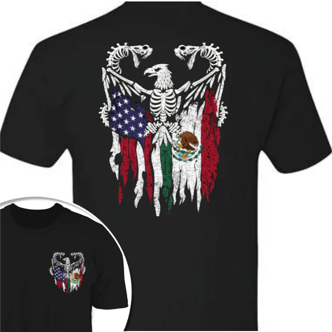 Mexico America Flag Back & Front Shirt HO82 N369 894968 - Image 13