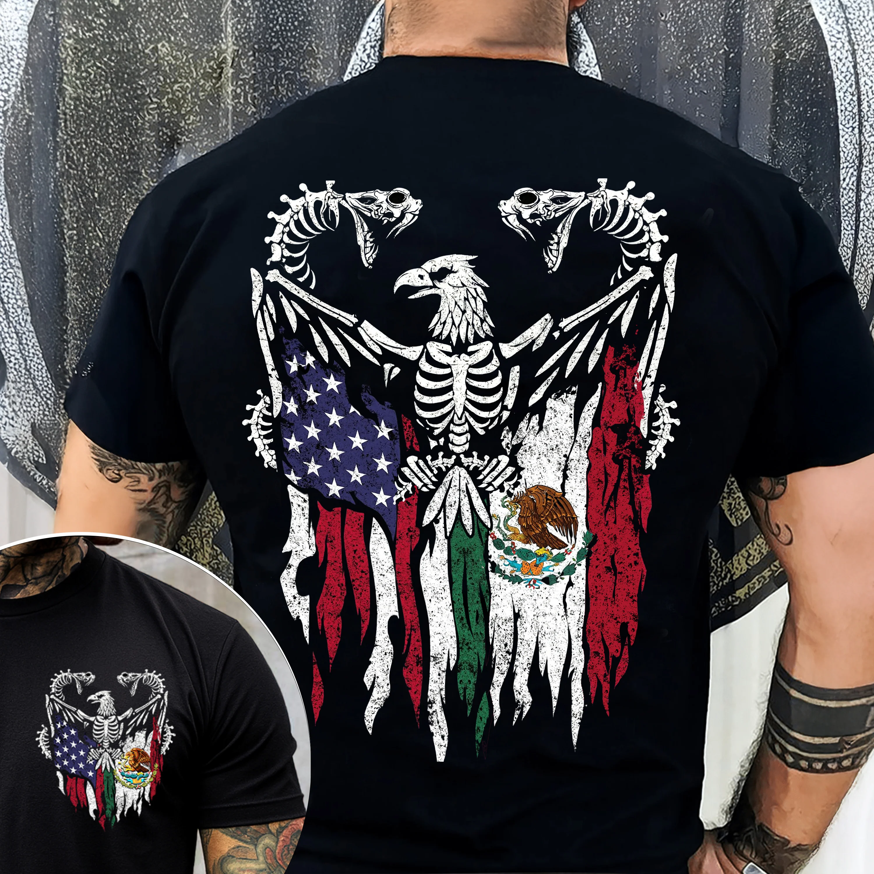 Mexico America Flag Back & Front Shirt HO82 N369 894968 - Image 5