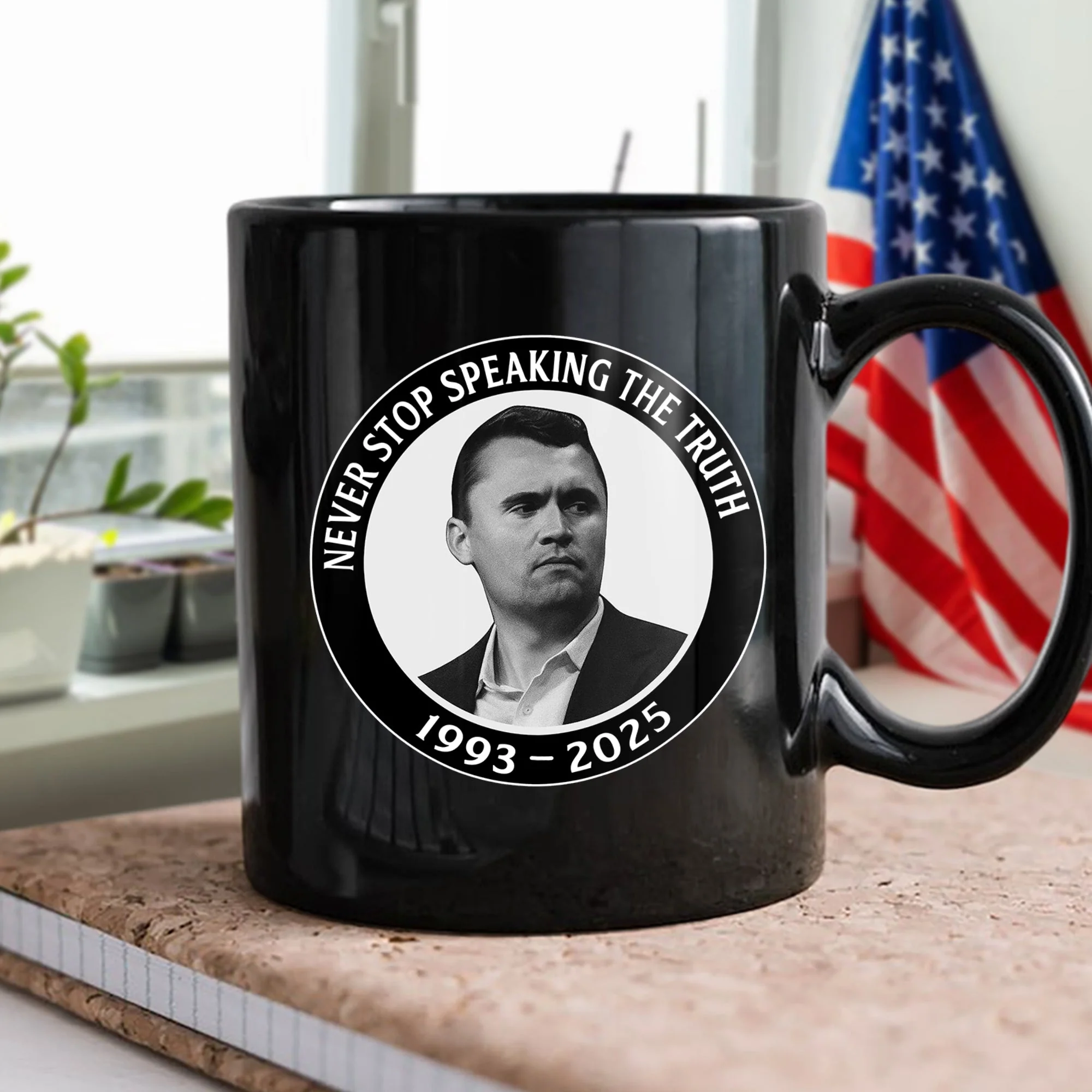 Never Stop Speaking The Truth 1993-2025 Charlie Kirk Black Mug HO82 65822 - Image 8