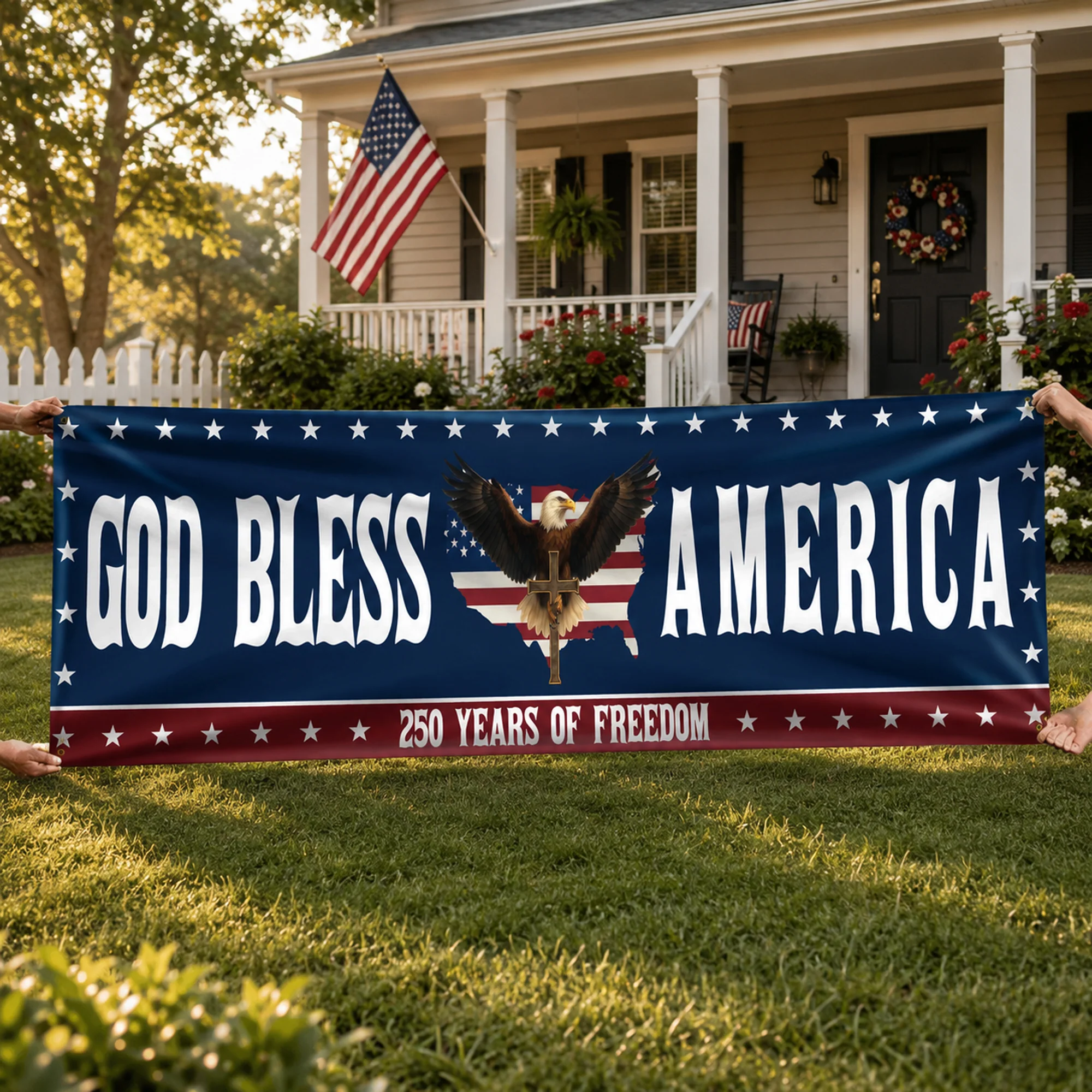 Patriotic 250th Anniversary God Bless America Eagle 1776–2026 Banner HO82 902766 - Image 5
