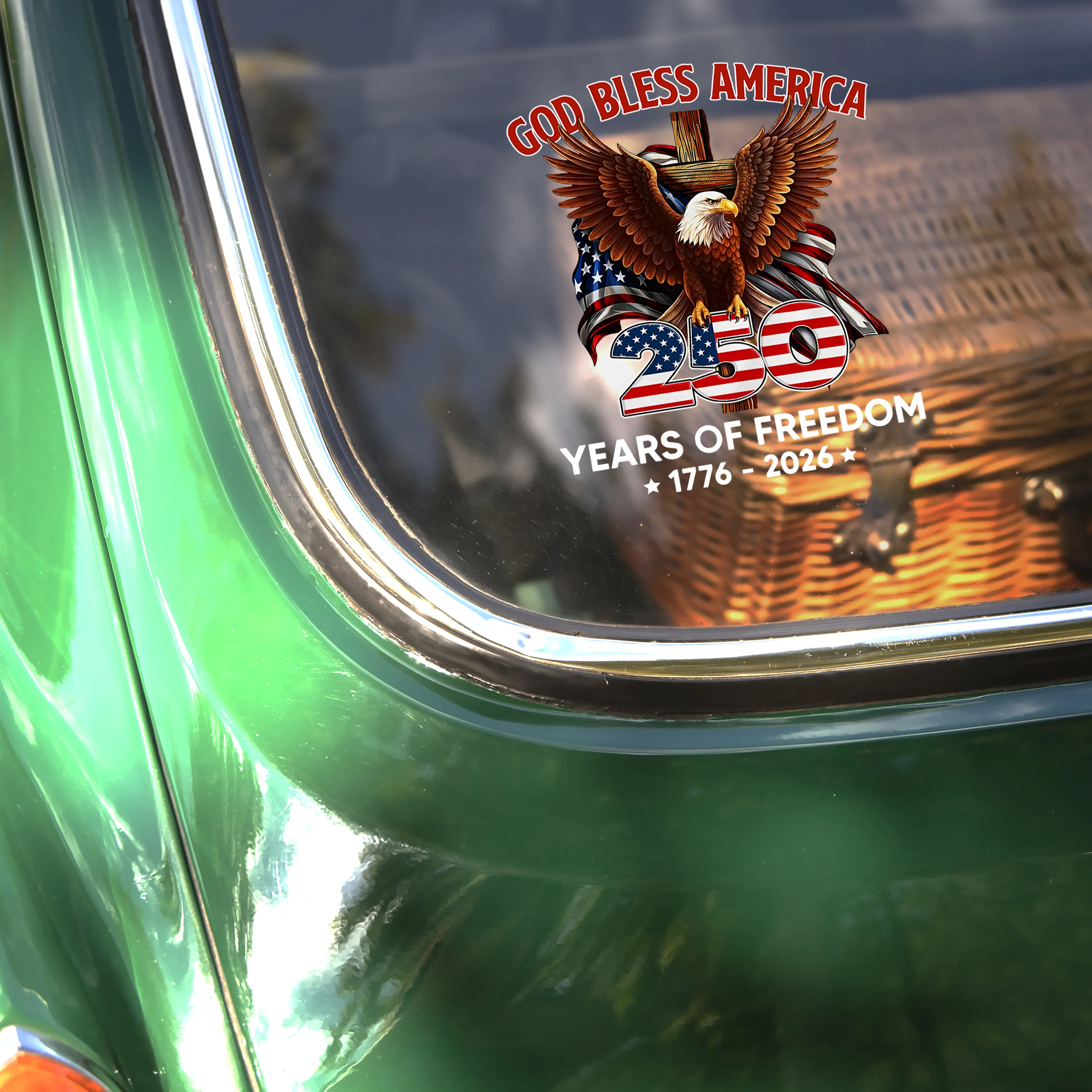 Patriotic God Bless America Eagle 250 Years Of Freedom Car Window Decal Sticker HO82 901090 - Image 2
