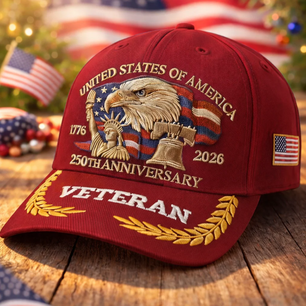 Patriotic Veteran 250th Anniversary USA Cap 1776–2026 Embroidered Cap HO82 902098 - Image 3