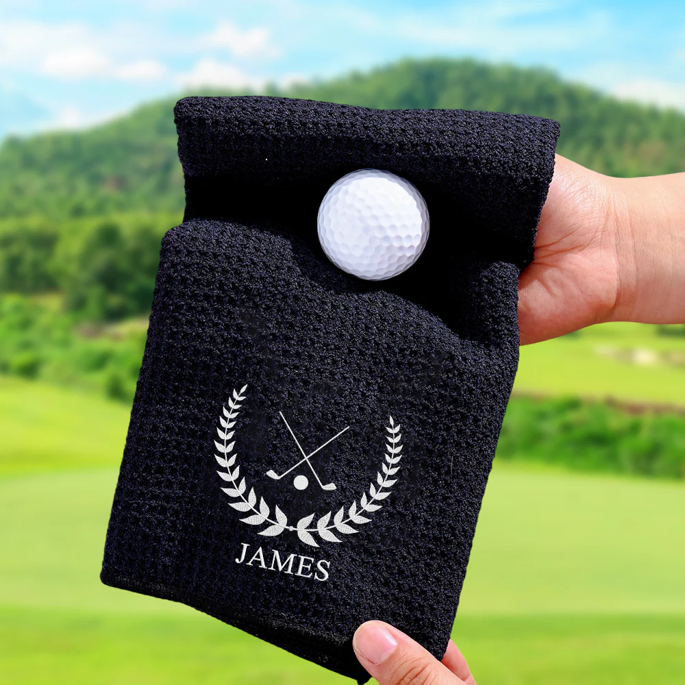 Personalised Embroidered Quick Dry Microfiber Waffle Golf Towel with Monogram and Carabiner Clip Golf Accessory Birthday Gift for Golf Lovers HO82 900774 - Image 2