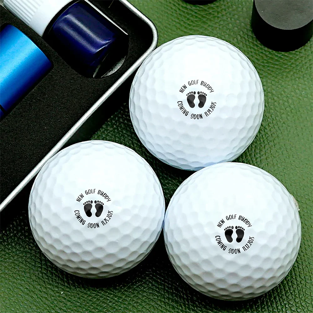 Personalised New Golf Buddy Baby Footprints Pregnancy Announcement Golf Ball Stamp with Date Funny Father's Day Birthday Gift for Dad Grandpa HO82 900674 - Image 2