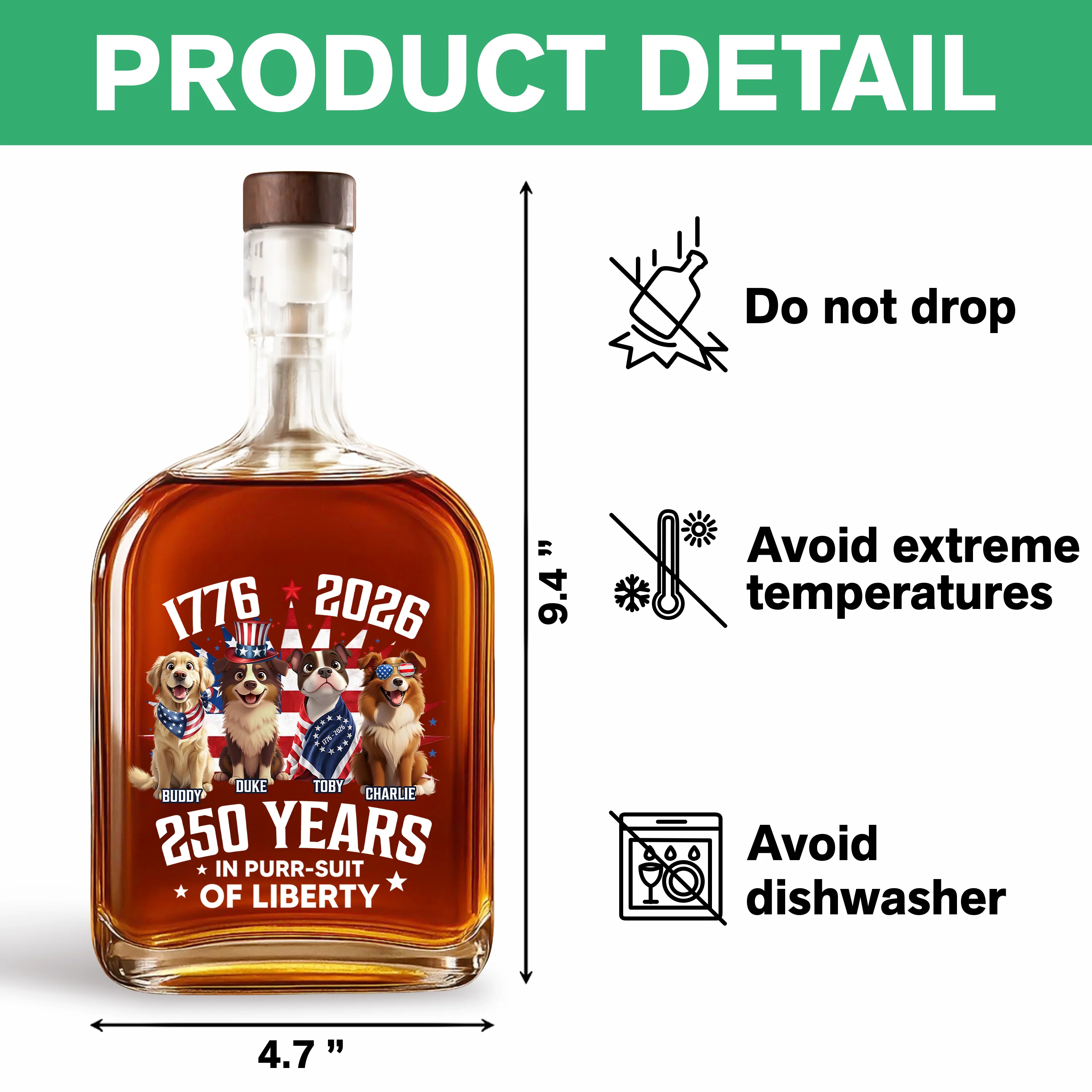 Personalized 250 Years In Purr-suit Of Liberty Vintage Dog Whiskey Bottle HO82 901244 - Image 7