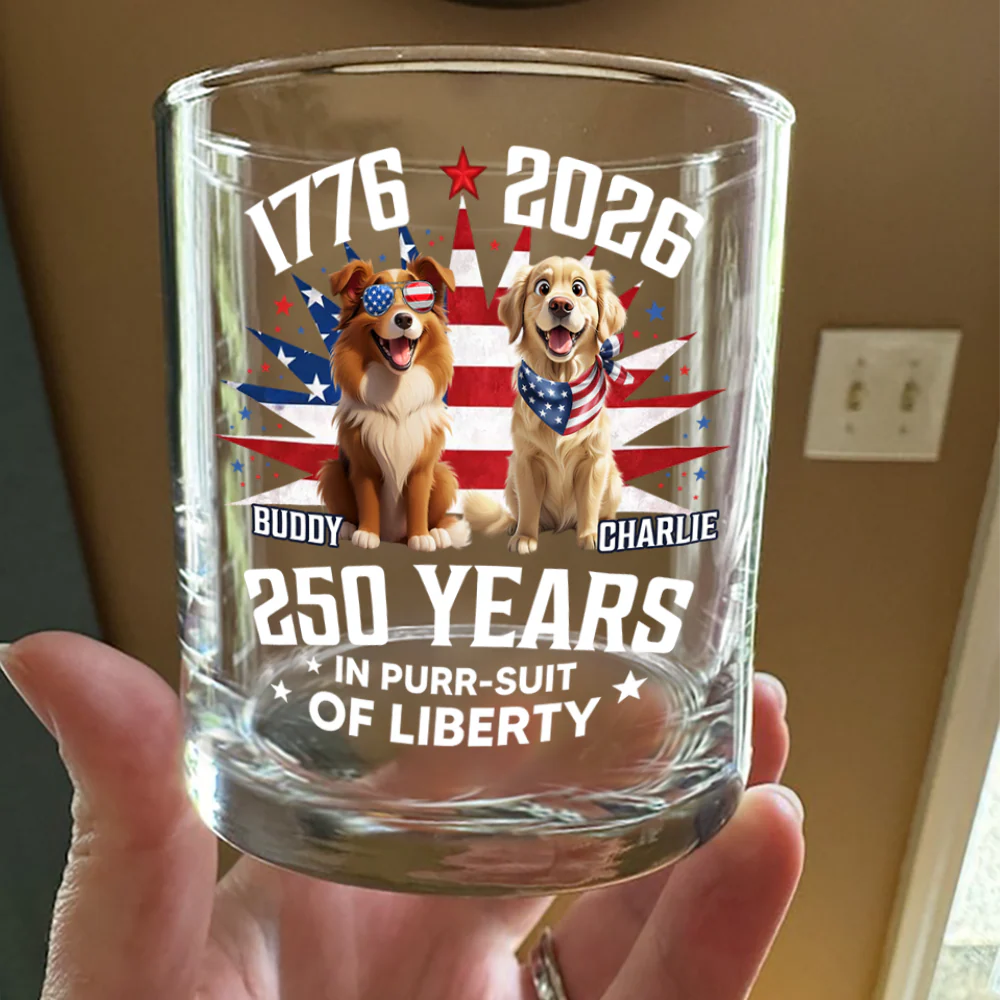 Personalized 250 Years In Purr-suit Of Liberty Vintage Dog Whiskey Glass HO82 901238 - Image 6