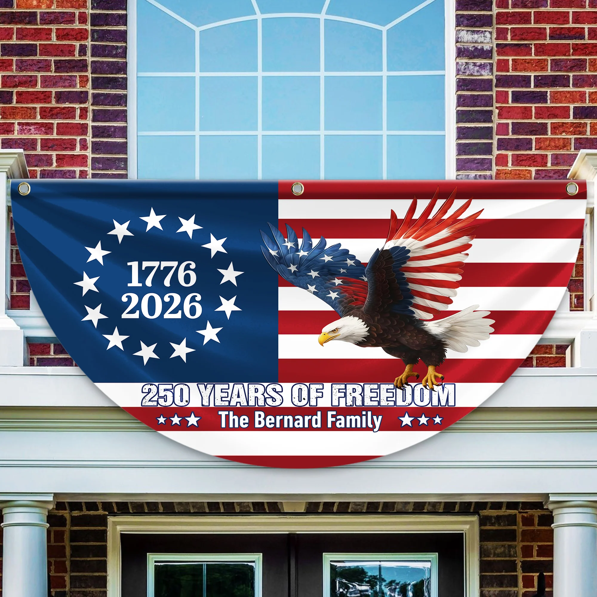 Personalized 250 Years Of Freedom 1776–2026 Eagle Non-Pleated Fan Flag HO82 901306 - Image 2