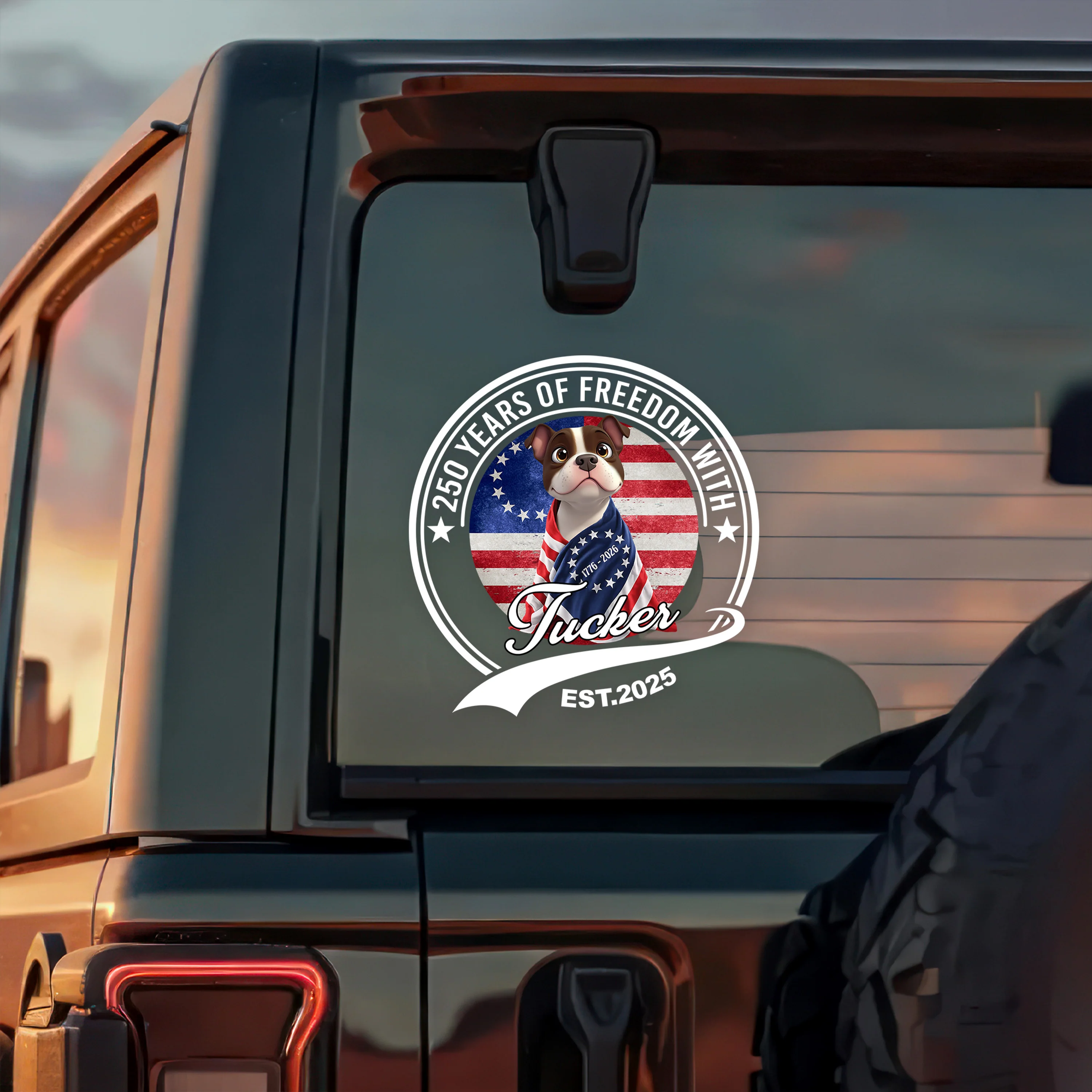 Personalized 250 Years Of Freedom With Dog Car Sticker HO82 901230 - Image 3