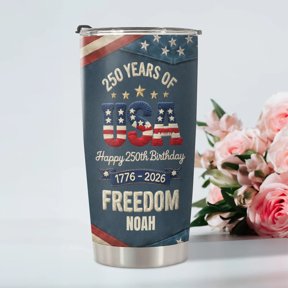Personalized 250th Anniversary USA Patriotic Faux Pattern Fat Tumbler HO82 901302 - Image 6