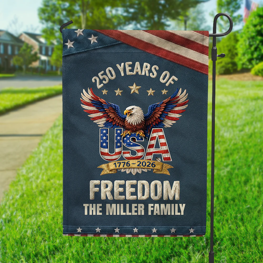 Personalized 250th Anniversary USA Patriotic Faux Pattern Garden Flag HO82 901298 - Image 2