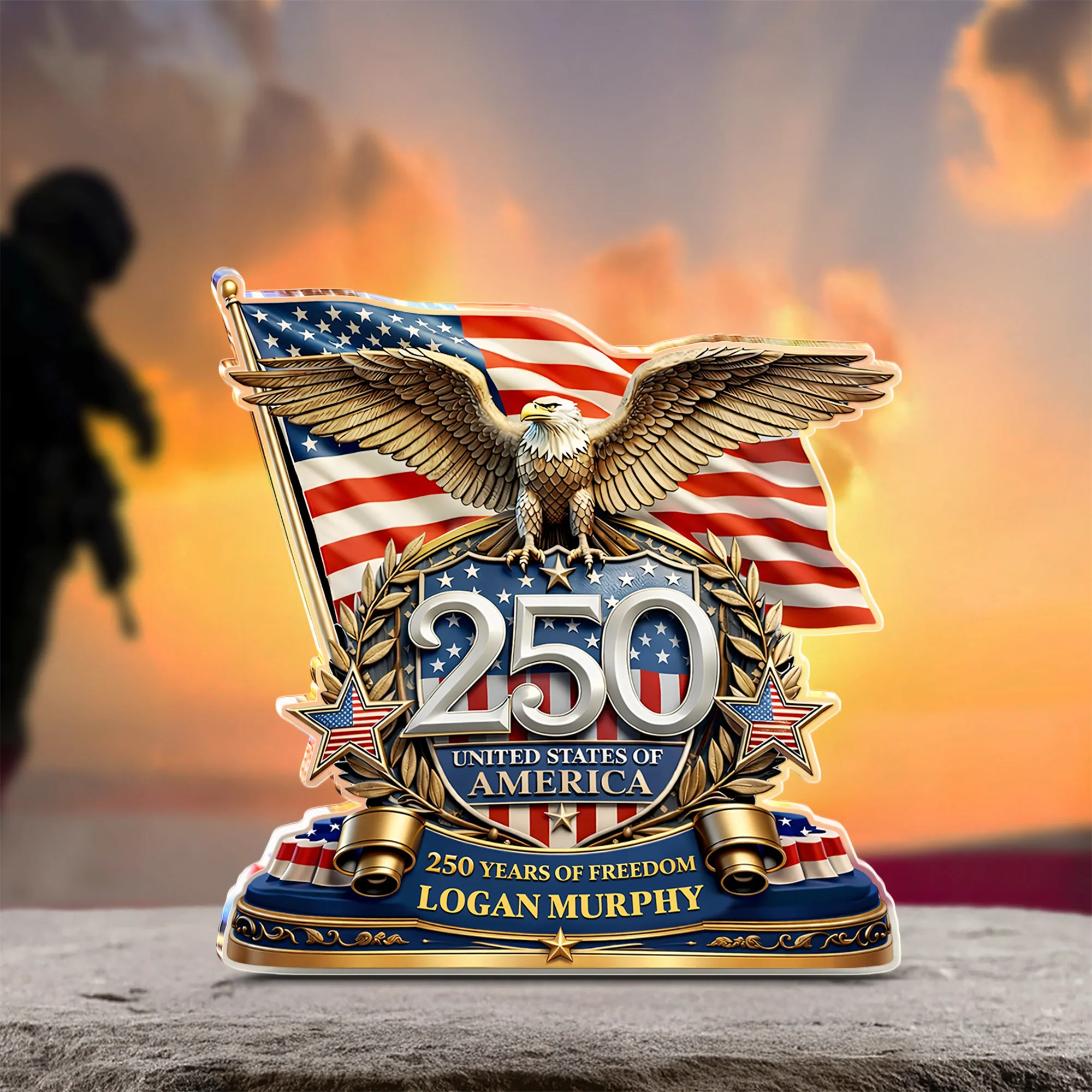 Personalized America 250th Anniversary Patriot Eagle Acrylic Block Plaque - Patriotic Memorial Decor HO82 901904 - Image 2