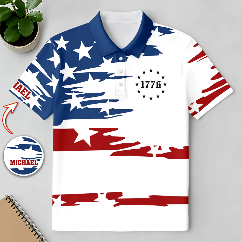 Personalized American 1776 Polo Shirt, 4th of July American, Independence Day Gift HO82 901534 - Image 5