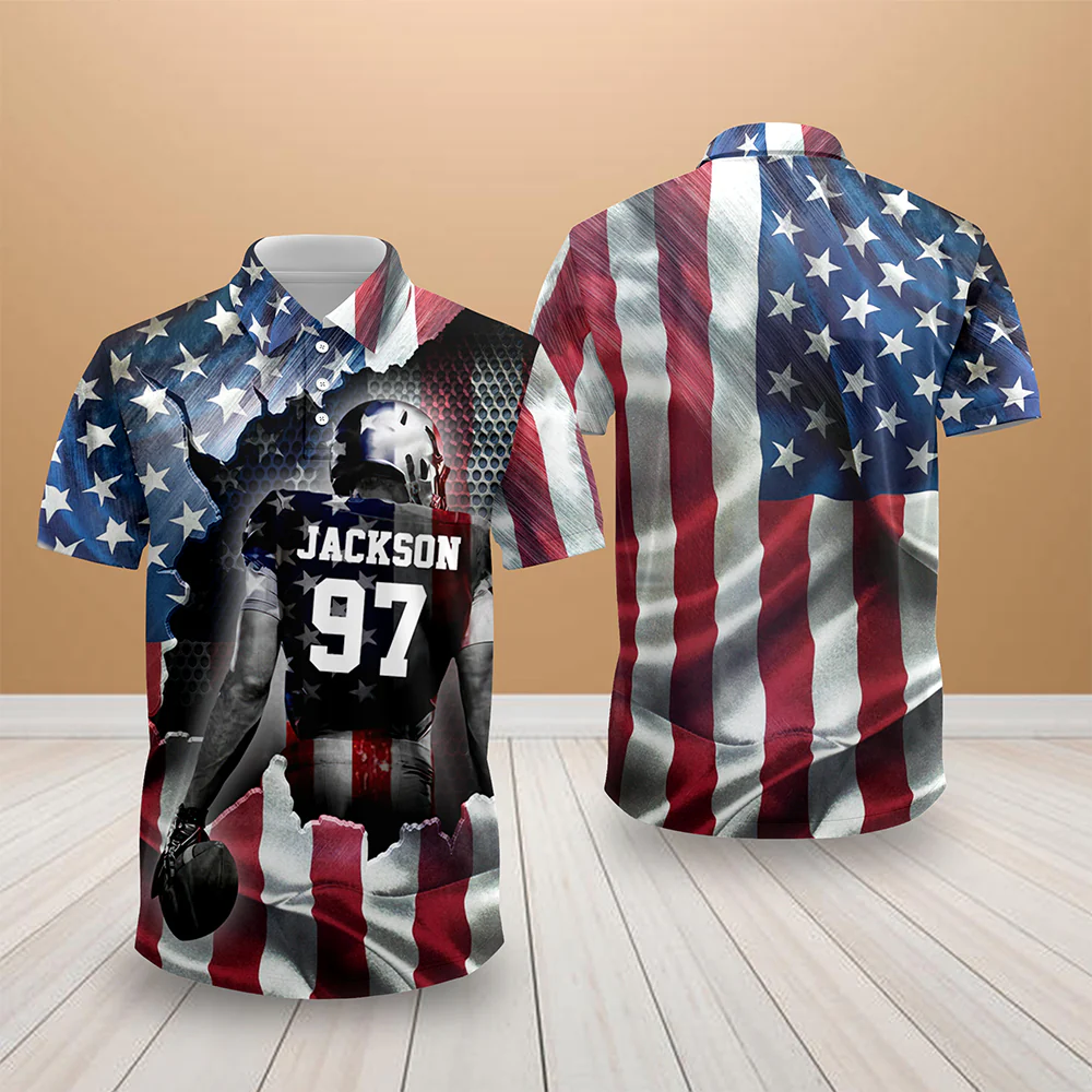 Personalized American Love Football Polo Shirt HO82 901002 - Image 3