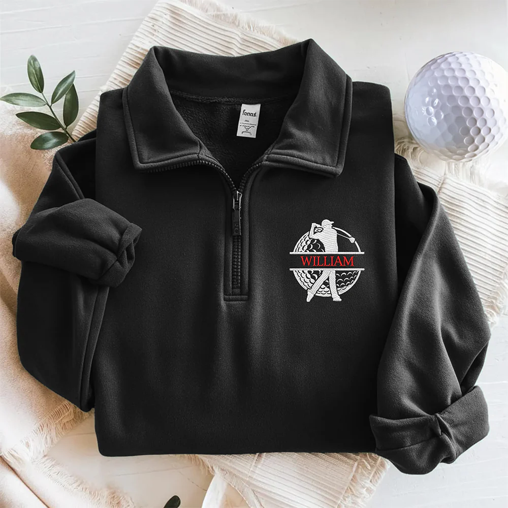 Personalized Ball Golf Embroidered Quarter Zip Sweatshirt, Unique Golf Enthusiast Gift, Golfers and Coaches Gift HO82 900760 - Image 2