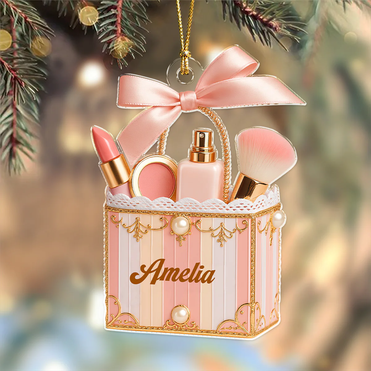 Personalized Beauty Brush Christmas Acrylic Ornament Gift For Makeup Lovers HO82 900558 - Image 2