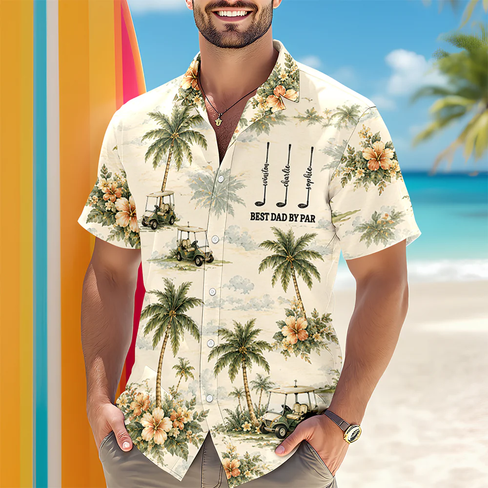 Personalized Best Dad By Par Hawaii Shirt - Gift For Dad, Golf Lovers HO82 902436 - Image 2