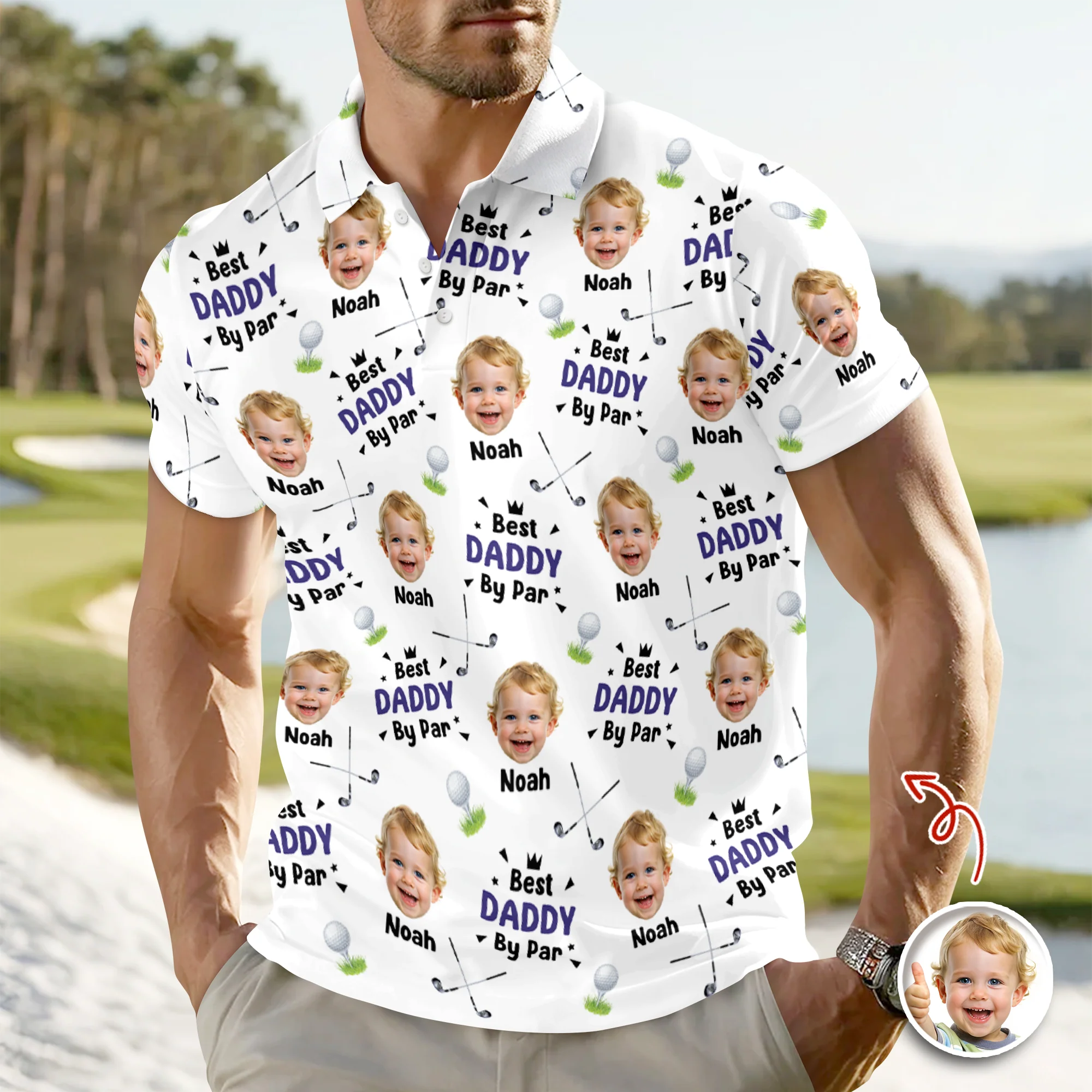 Personalized Best Dad By Par Stick Figures Kid Polo Shirt Gift For Golfer, Golf Lovers HO82 900818 - Image 3