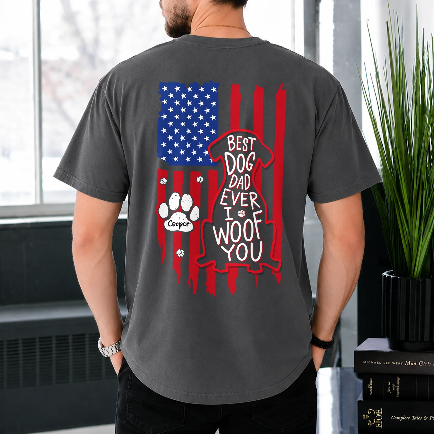 Personalized Best Dog Dad Ever We Woof You With US Flag Back Comfort Shirt - Gift For Dog Lovers HO82 902862 - Image 3