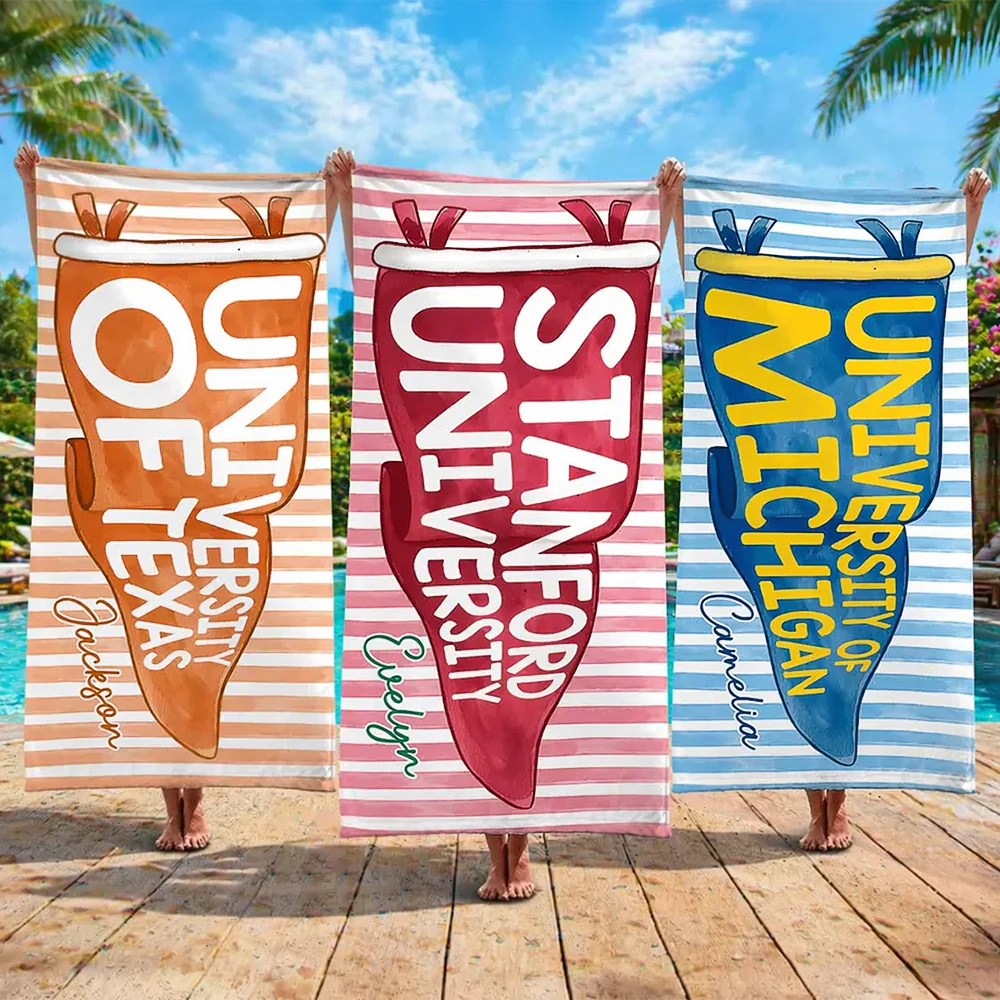 Personalized College Pennant Spirit Beach Towel – Graduation Gift HO82 902152 - Image 9