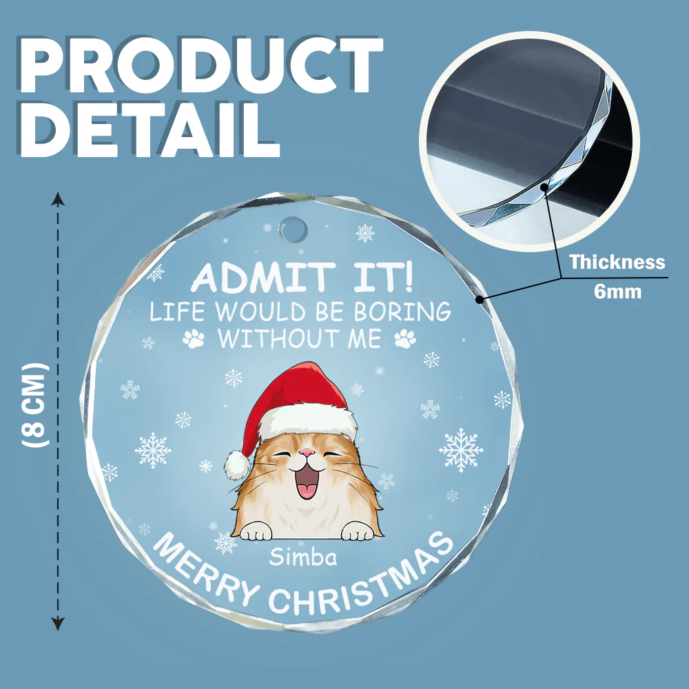Personalized Dog Cat Life Would Be Boring Without Me Glass Circle Ornament HO82 893176 - Image 5