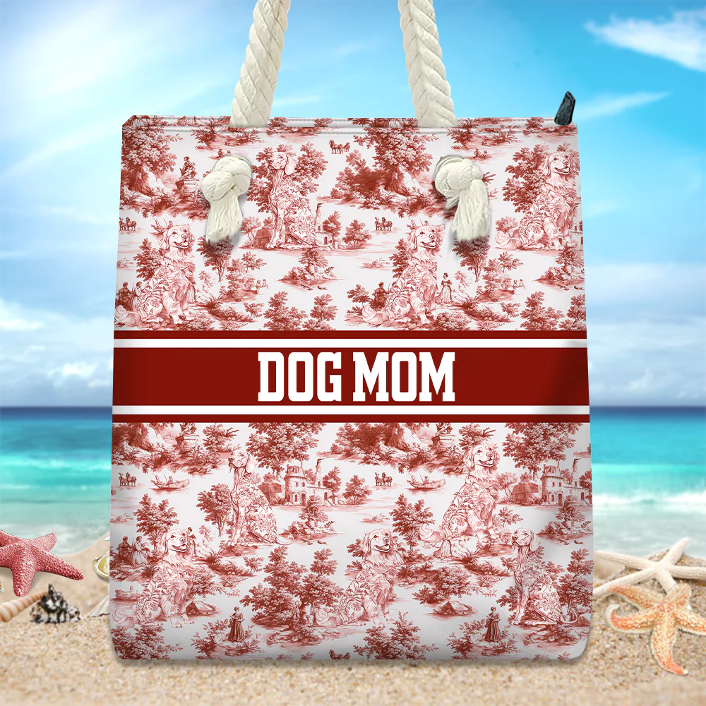 Personalized Dog Toile De Jouy Beach Tote Bag Gift For Dog Lovers HO82 894196 - Image 3
