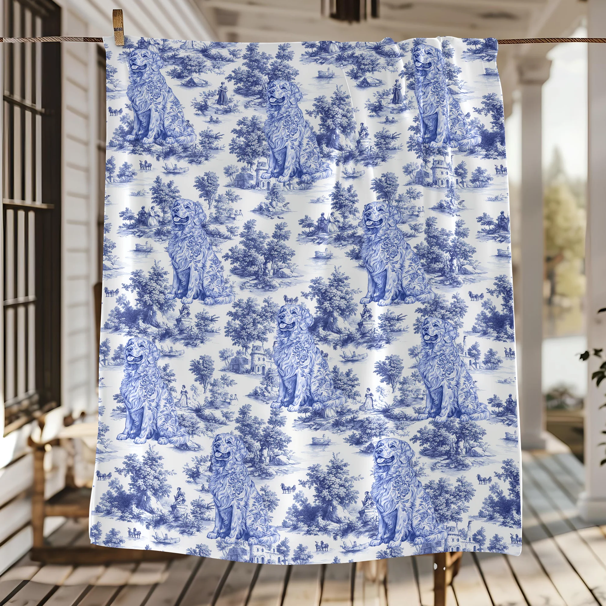 Personalized Dog Toile De Jouy Blanket For Dog Lovers HO82 894180 - Image 2