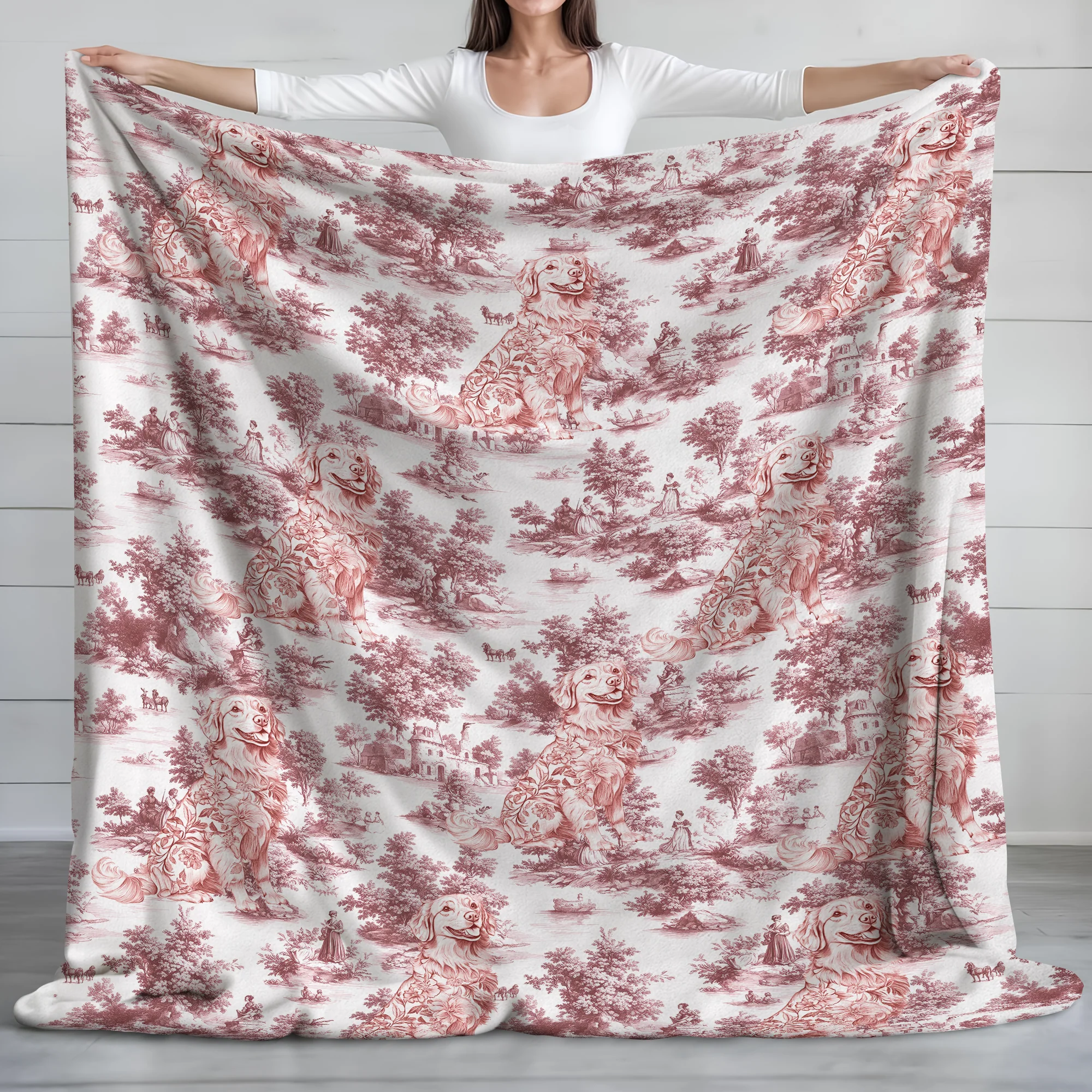 Personalized Dog Toile De Jouy Blanket For Dog Lovers HO82 894180 - Image 5
