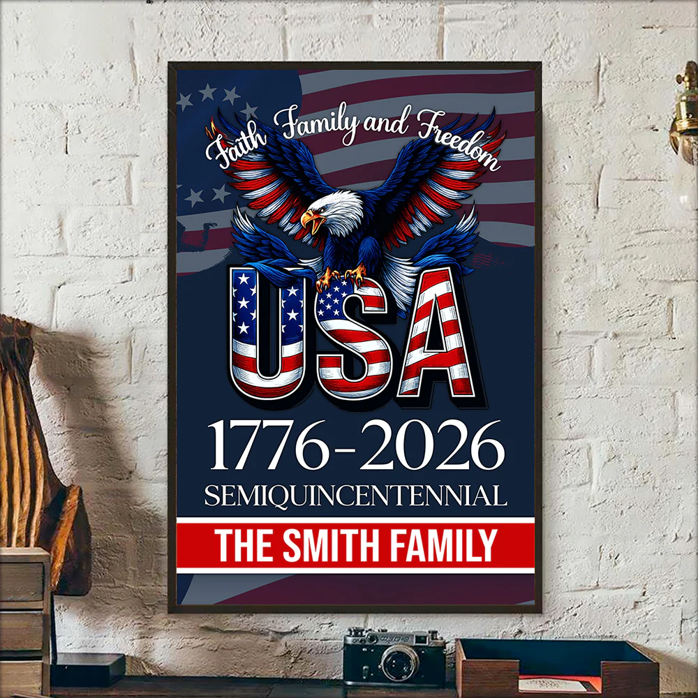 Personalized Faith, Family & Freedom USA 250 Years Patriotic Canvas Poster HO82 901444 - Image 2