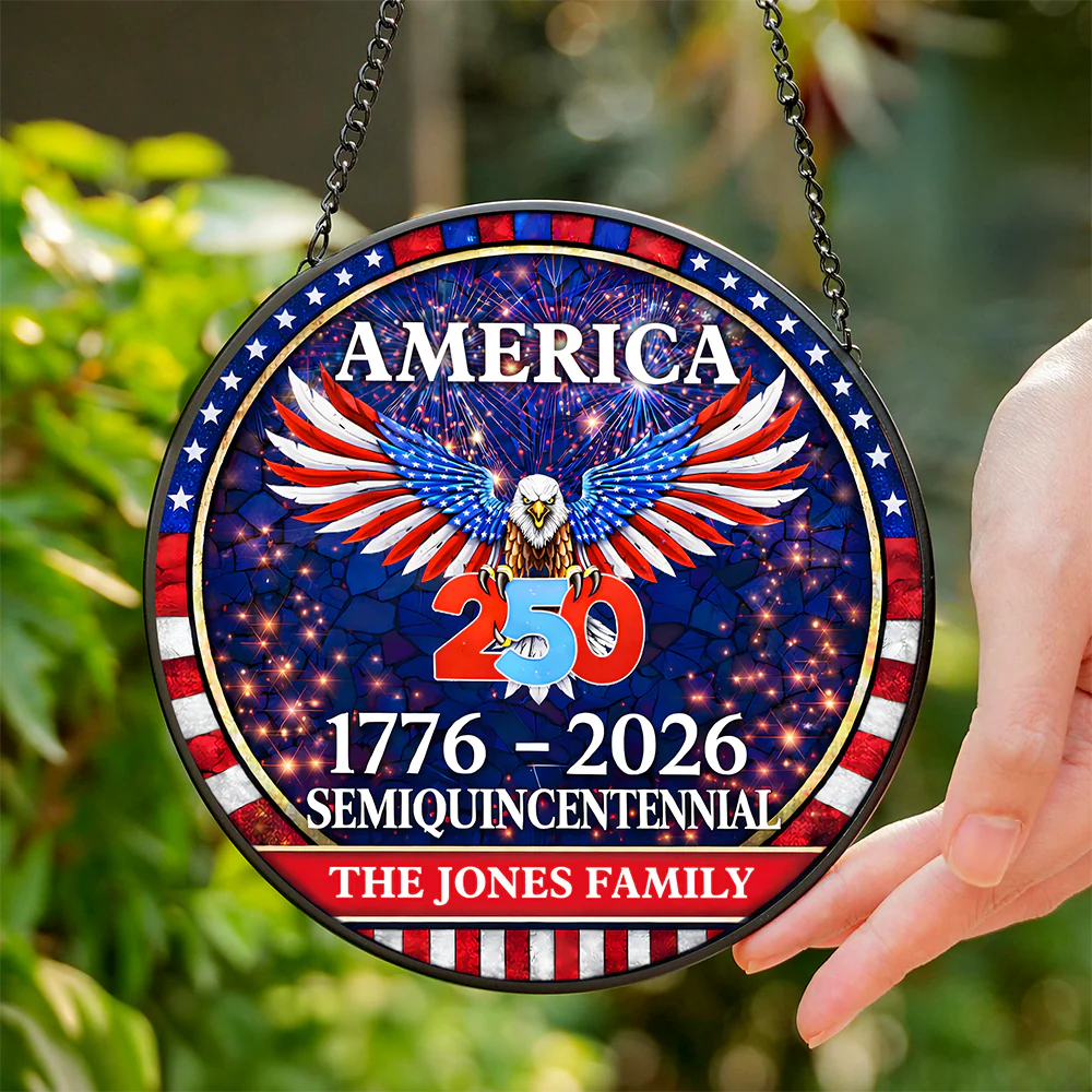 Personalized Family Name 250 Years America Semiquincentennial Stained Glass Suncatcher HO82 901502 - Image 3