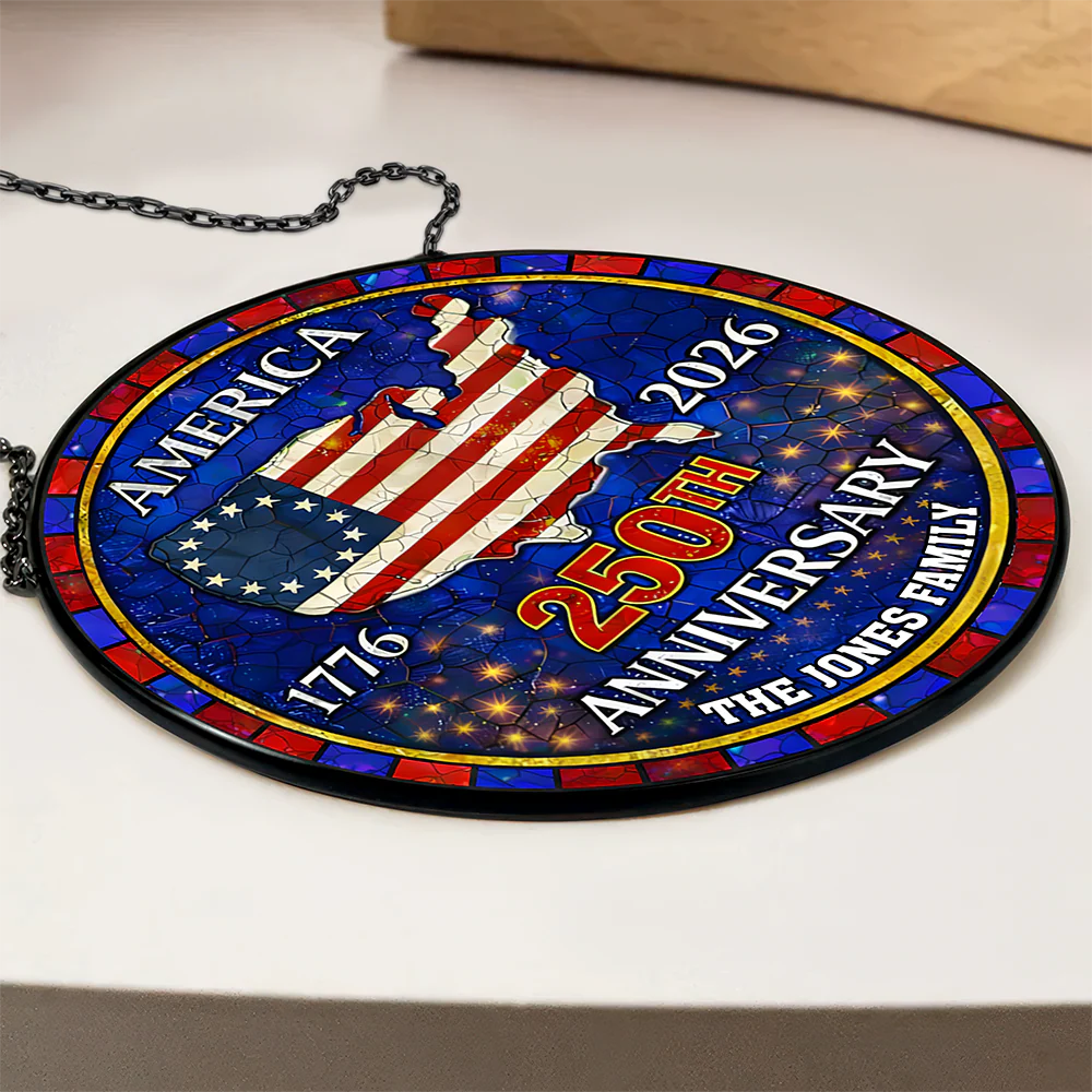 Personalized Family Name America 250th Anniversary Stained Glass Suncatcher HO82 901500 - Image 2