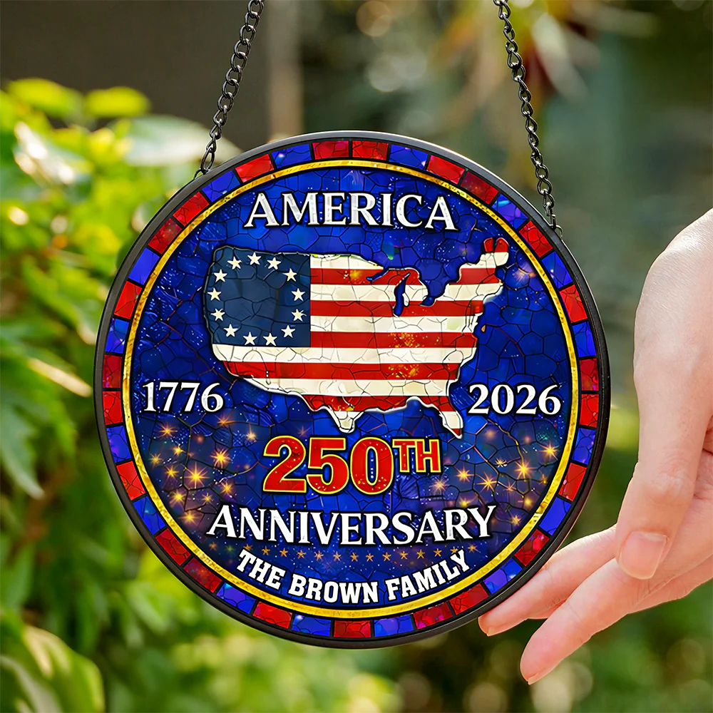 Personalized Family Name America 250th Anniversary Stained Glass Suncatcher HO82 901500 - Image 3