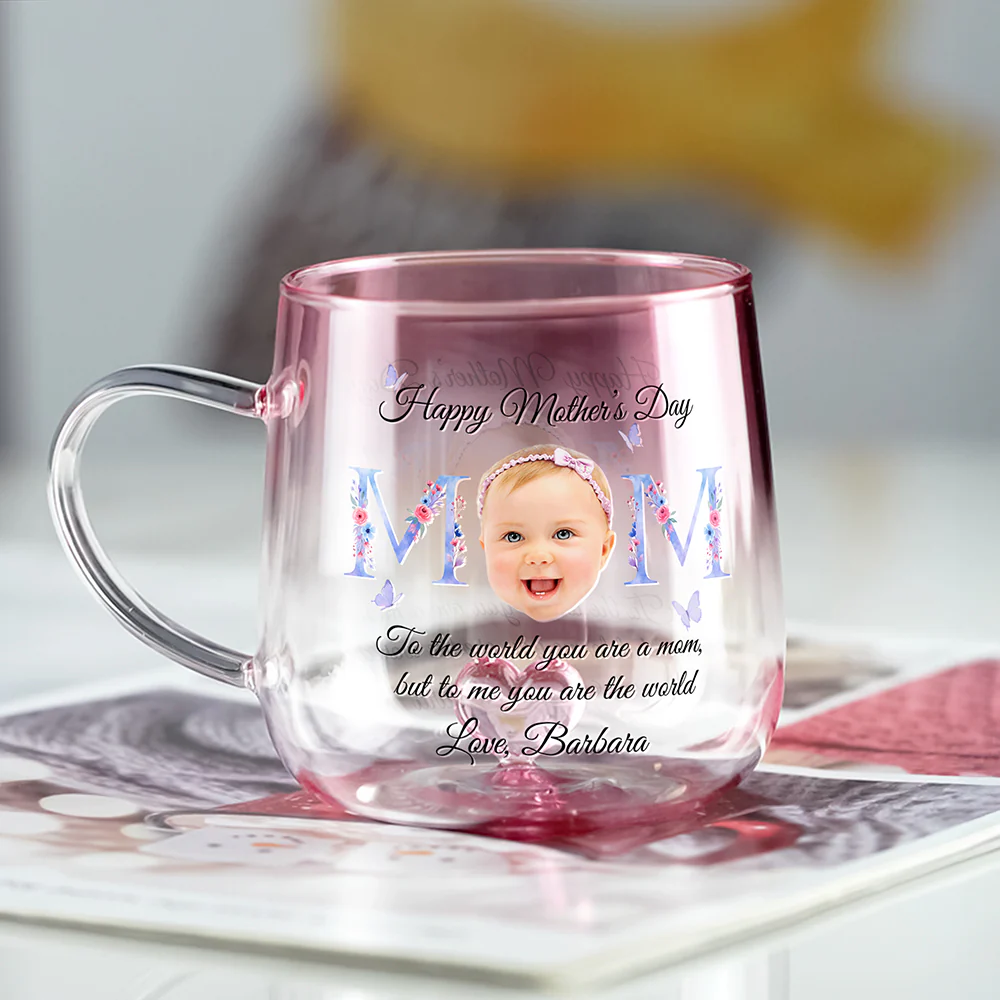 Custom Photo Floral Mom Pink Gradient Glass Mug - Gift For Grandma, Mom, Mother's Day HO82 901758 - Image 8
