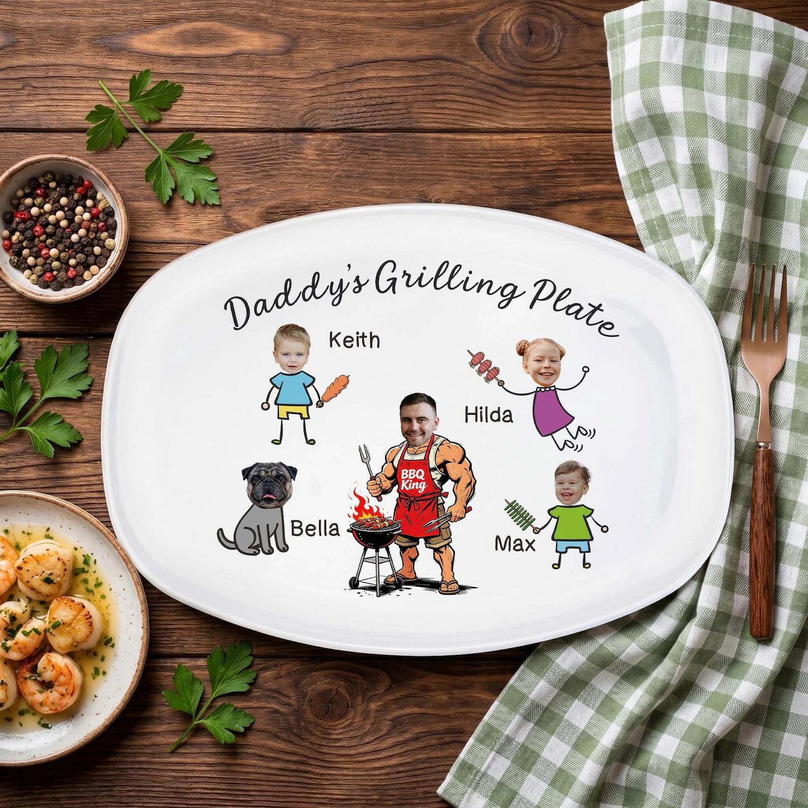 Personalized Funny Dad Grilling Plate Grilling Platter, Personalized BBQ Tray -  BBQ Gift For Dad, Father's Day Gifts HO82 902568 - Image 4