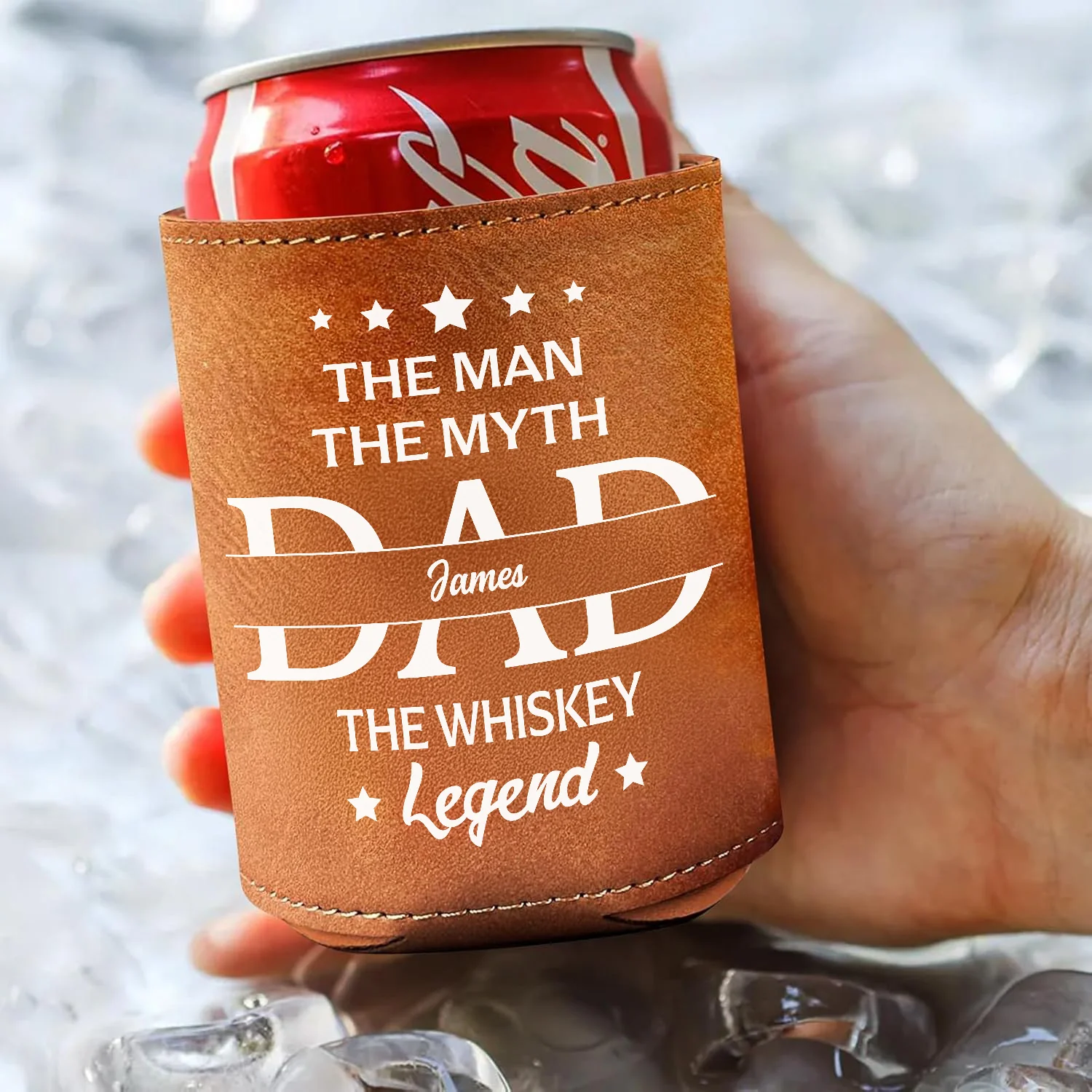 Personalized Gift To Dad The Man The Myth The Legend Leather Can Cooler Holder HO82 894092 - Image 4