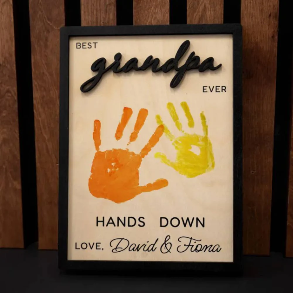Personalized Hands Down Best Dad Ever 2-Layered Wooden Plaque - Father's Day Gift HO82 902554 - Image 4