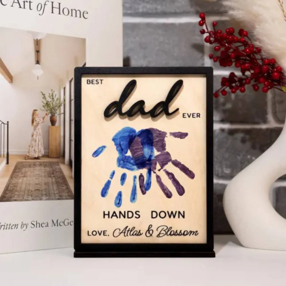 Personalized Hands Down Best Dad Ever 2-Layered Wooden Plaque - Father's Day Gift HO82 902554 - Image 5