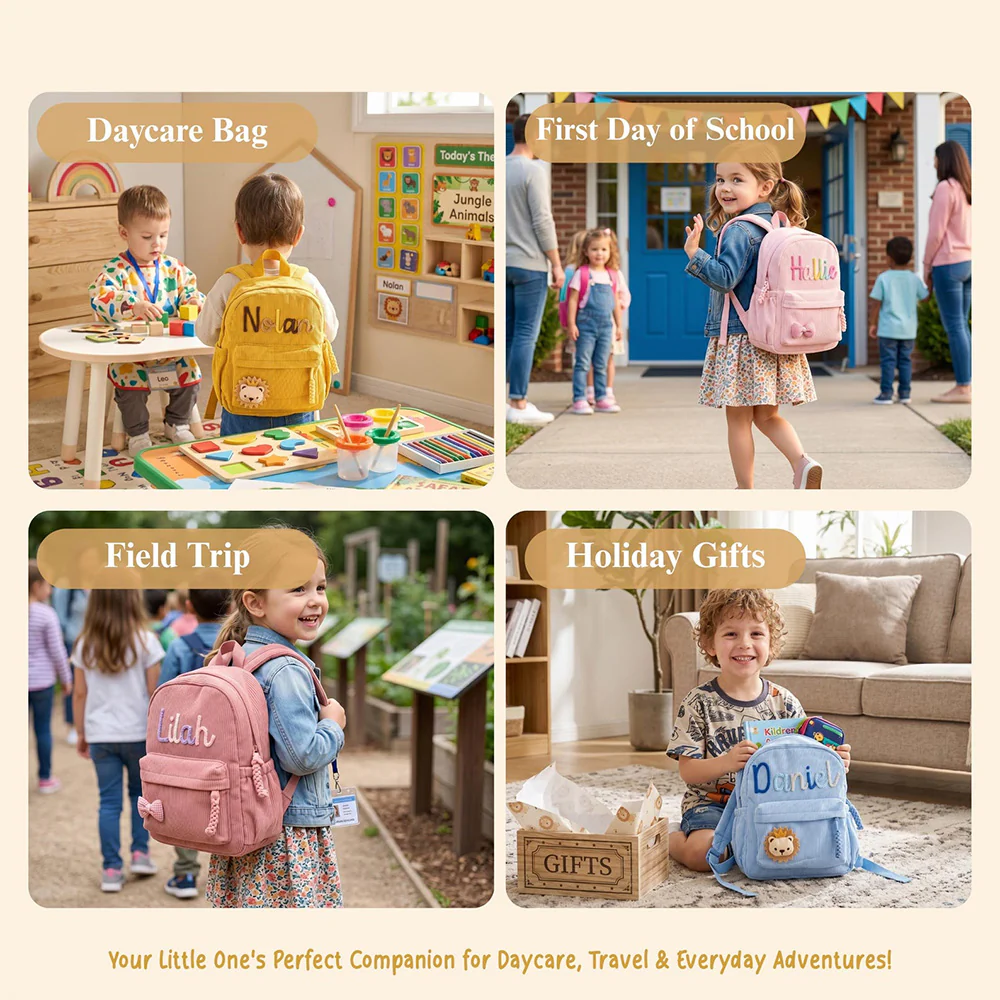 Personalized Name Kids Corduroy Backpack - Gift for Kids, Back to School HO82 902768 - Image 7