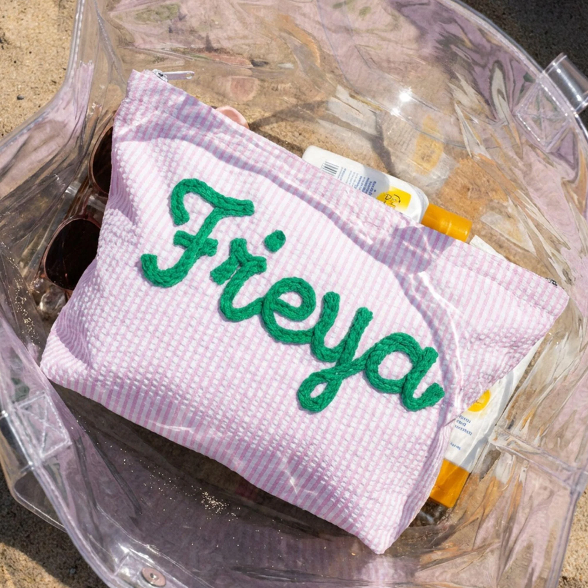 Personalized Name Seersucker Makeup Bag - Gift For Mom, Girlfriend, Women, Summer Gift HO82 902064 - Image 11
