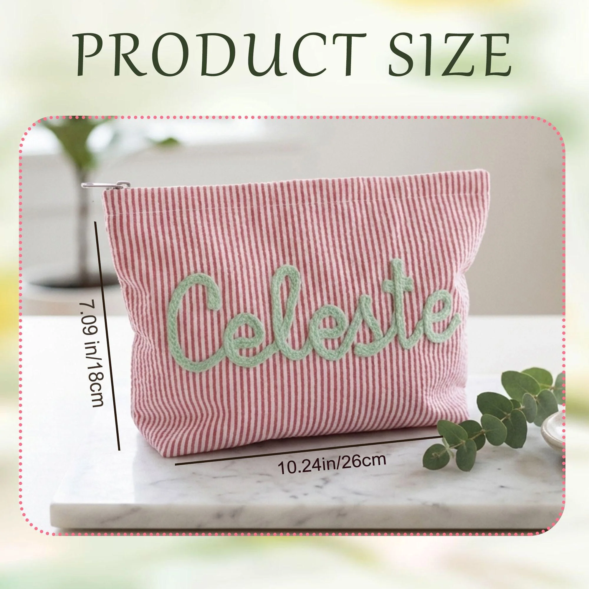 Personalized Name Seersucker Makeup Bag - Gift For Mom, Girlfriend, Women, Summer Gift HO82 902064 - Image 3
