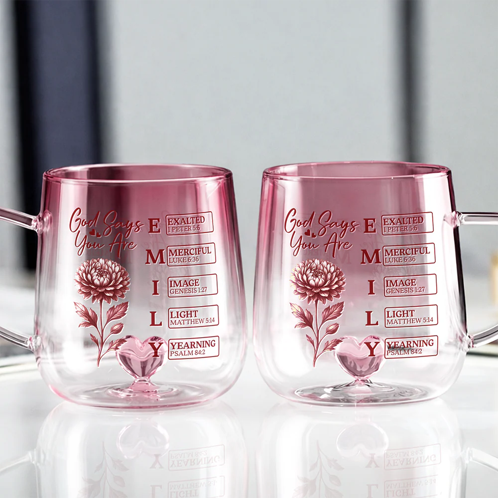 Personalized Name With Birth Flower Pink Gradient Glass Mug - Gift For Mom, Sister, Grandma, Mother's Day HO82 901792 - Image 5
