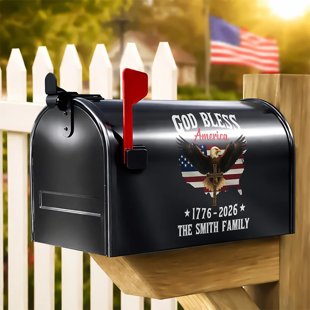 Personalized Patriotic 250th Anniversary God Bless America Eagle 1776–2026 Mailbox Decal HO82 901008 - Image 4