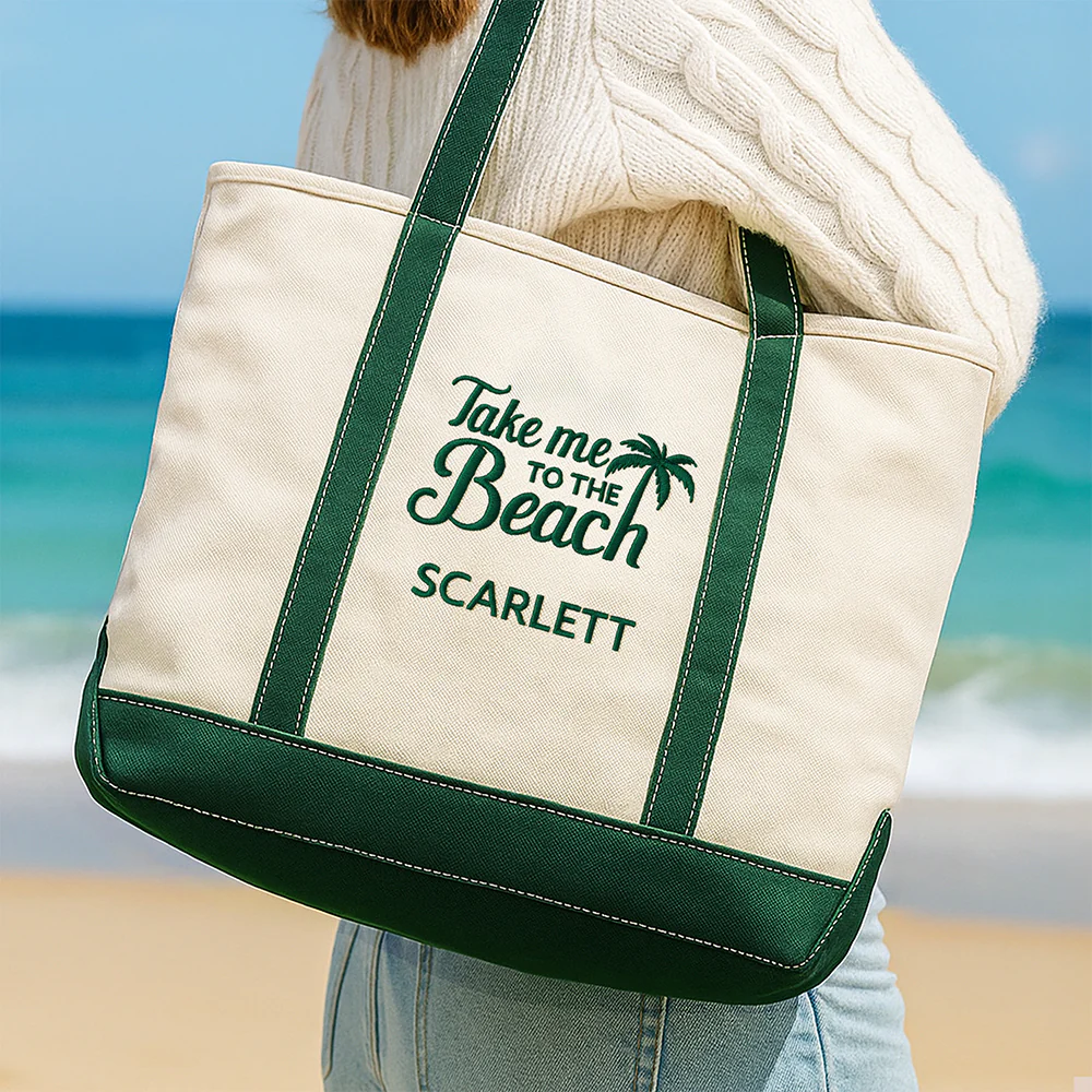 Personalized Take Me To The Beach Embroidered Monogram Beach Bag HO82 894250 - Image 3