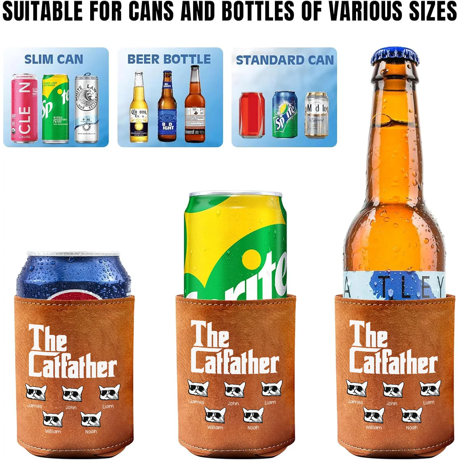 Personalized The Catfather Leather Can Cooler Holder Gift For Cat Dad HO82 894094 - Image 6