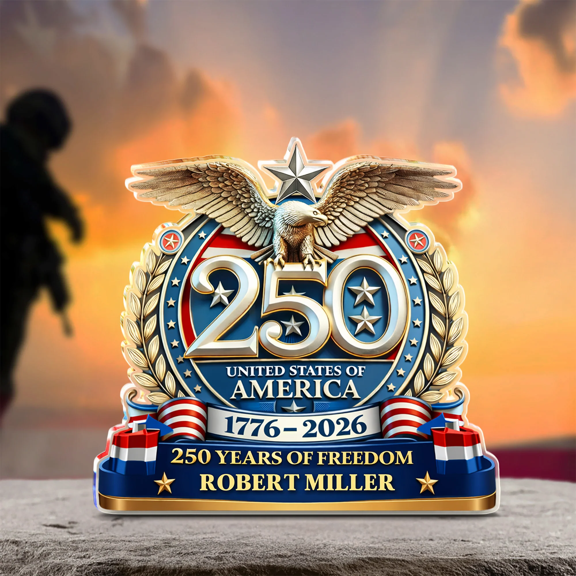Personalized USA Eagles 250th Anniversary Semiquincentennial 1776-2026 Acrylic Block Plaque - Patriotic Memorial Decor HO82 901902 - Image 2