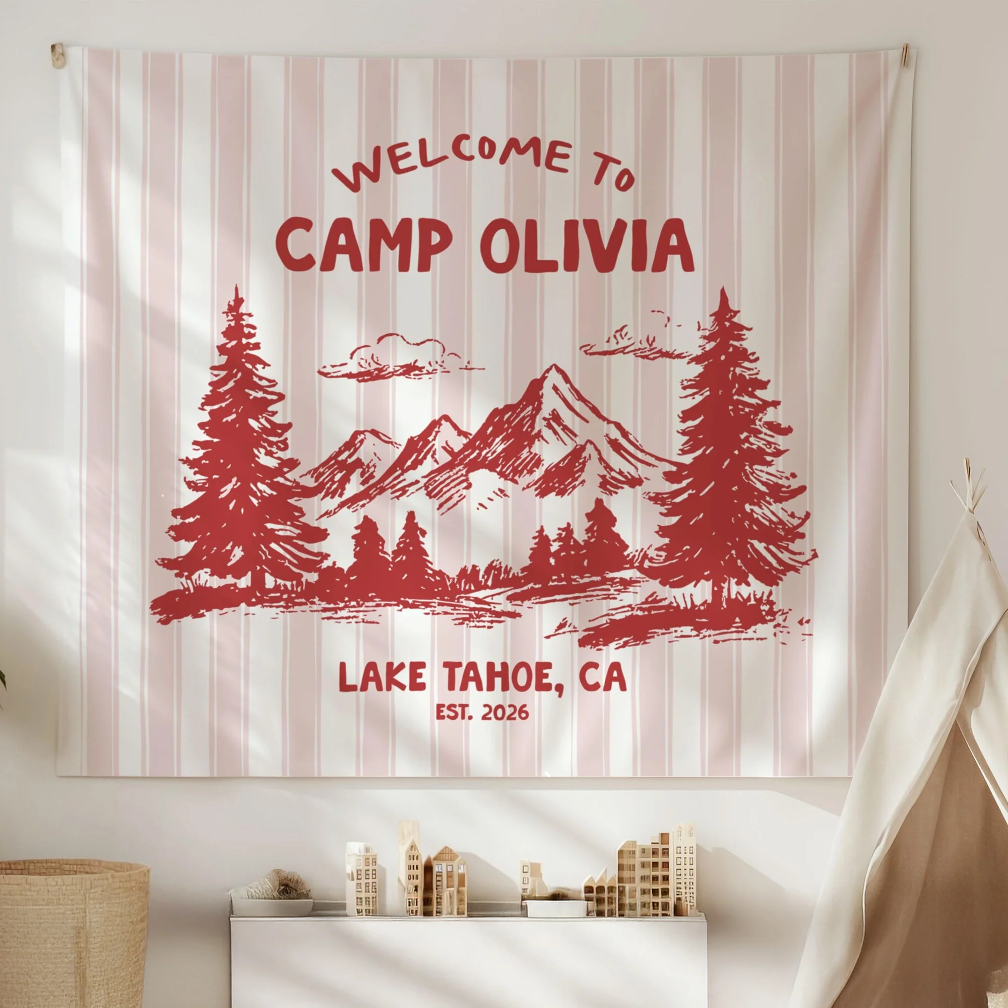 Personalized Welcome To Camp Tapestry Banner - Decorations Camping Decor, Bachelorette Banner HO82 903046 - Image 5